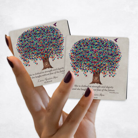 Mother’s Day Colorful Willow Tree with Heart on Stone Magnet Set MAG-1227