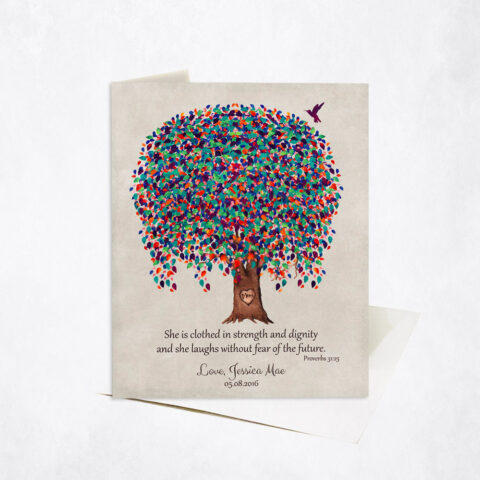 Colorful Willow Tree Proverbs 32-25 Strength and Dignity Mother’s Day Stationery Card-1227