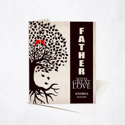 Silhouette Tree for Father With Great Love Dedication Father’s Day Stationery Card-1228