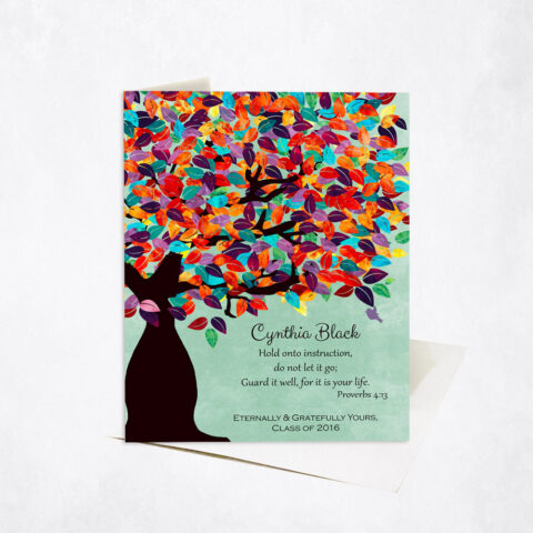 Proverbs 4:13 Colorful Tree Scripture teacher appreciation Stationery Card-1230