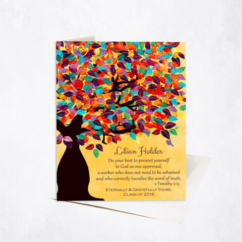 Timothy 2-15 Colorful Tree Scripture teacher appreciation Stationery Card-1231