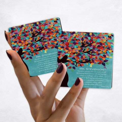 teacher appreciation Colorful Spring Tree on Turquoise Magnet Set MAG-1233