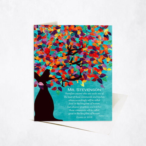 Matthew 5-19 Colorful Tree Scripture teacher appreciation Stationery Card-1233