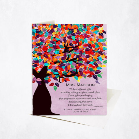 Romans 12-6 Colorful Tree Scripture teacher appreciation Stationery Card-1234