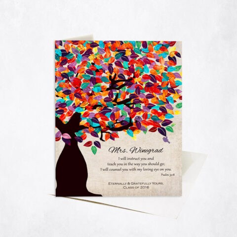 Psalm 32:8 Colorful Tree Scripture teacher appreciation Stationery Card-1235