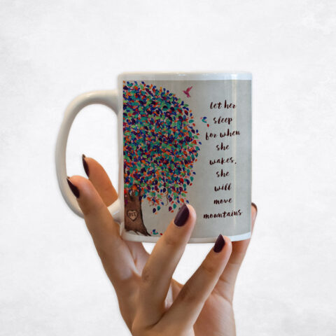 Watercolor Willow Tree Proverb Let Her Sleep Baby Birth Coffee Mug M-1237