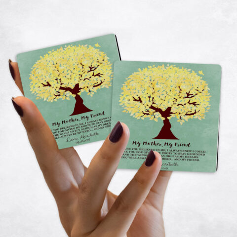 Mother’s Day Yellow My Friend Tree on Green Stone Magnet Set MAG-1238