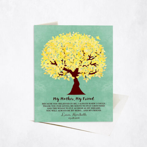 Yellow Mother My Friend Tree Quote Mother’s Day Stationery Card-1238