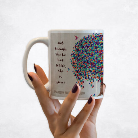 Watercolor Willow Tree Proverb Though She Be But Little Baby Birth Coffee Mug M-1239