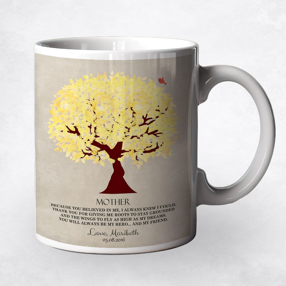 Closeup image of Yellow Tree  Mother's Day Coffee Mug M-1240