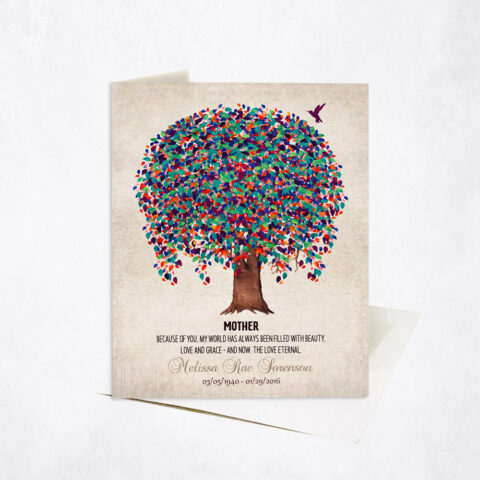 Watercolor Willow Mother Memorial Tree Loss of Mother Stationery Card-1241