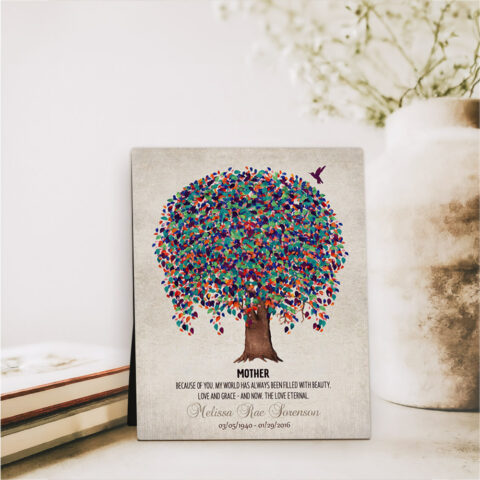 Watercolor Willow Tree Loss of Mother  Desktop Plaque Gift for bereaved children D-1241