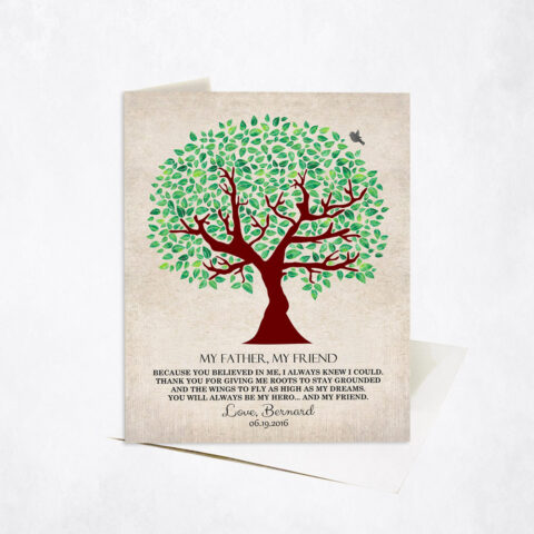 Green Father Appreciation Tree Quote From Son Father’s Day Stationery Card-1244