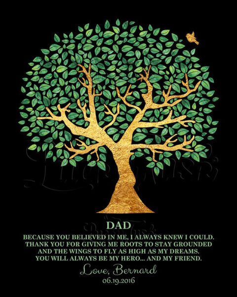 Father Friend Hero Personalized Gift For Dad Family Tree Gift For Father’s Day Thank You Dad #1246