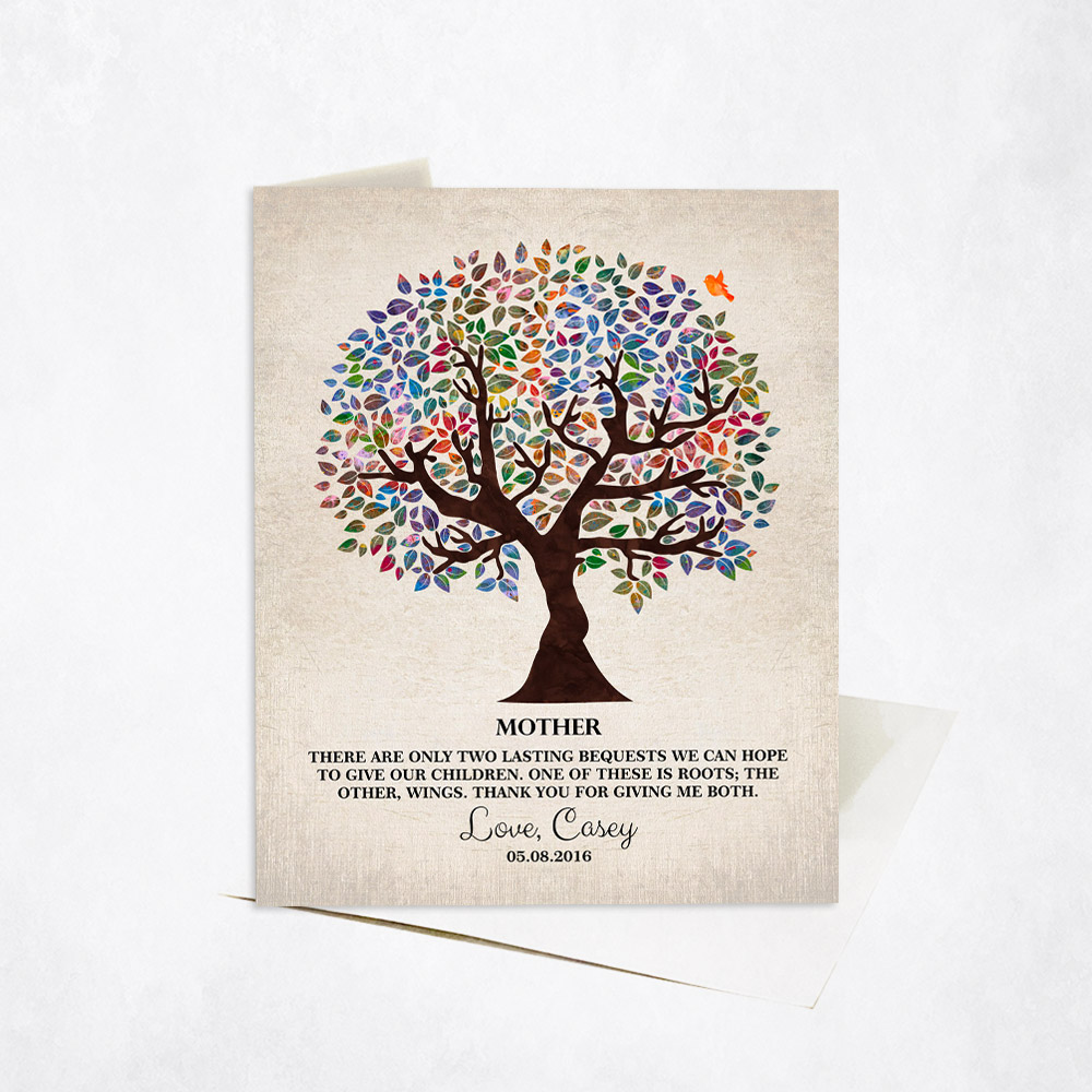 Picture of Colorful Mother Olive Tree Parenting Quote Mother's Day Stationery Card C-1247