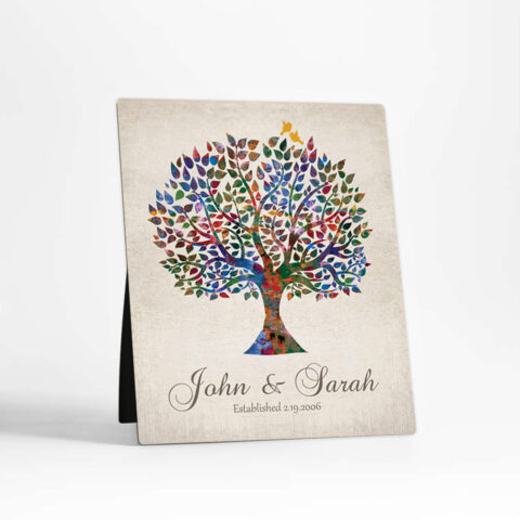 Watercolor Tree anniversary  Desktop Plaque Gift for couple D-1254