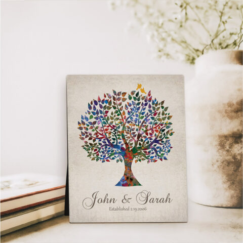 Watercolor Tree anniversary  Desktop Plaque Gift for couple D-1254