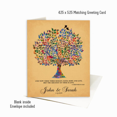 Watercolor Newlywed Appreciation Tree Corinthians 13:13 anniversary Stationery Card-1255