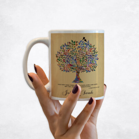 Watercolor Wedding Tree on Gold anniversary Coffee Mug M-1255