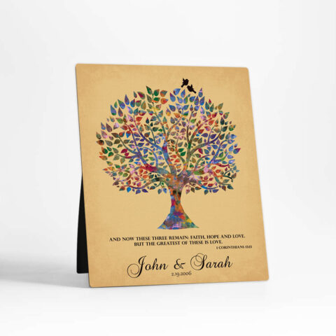 Watercolor Tree anniversary  Desktop Plaque Gift for couple D-1255