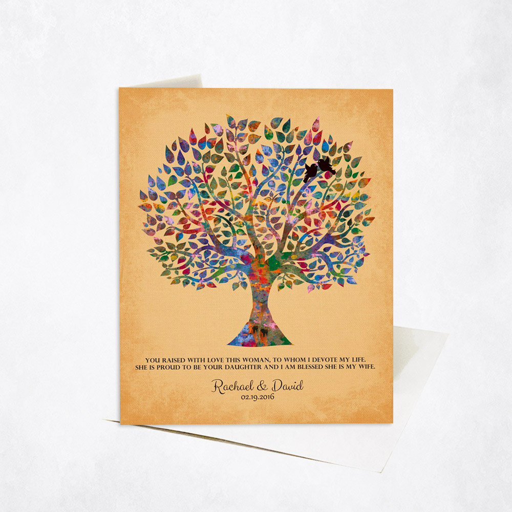 Picture of Watercolor Mother in Law Gratitude Tree Poem From Groom wedding Stationery Card C-1259