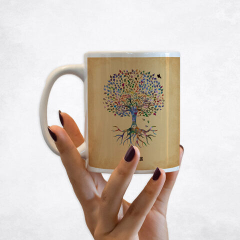 Minimalist Commemoration Watercolor Tree with Roots anniversary Coffee Mug M-1261