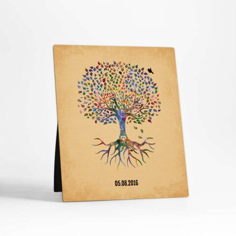 Watercolor Rooted Tree anniversary  Desktop Plaque Gift for couple D-1261