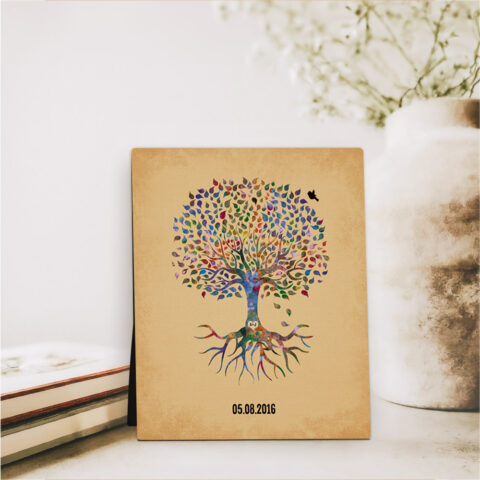 Watercolor Rooted Tree anniversary  Desktop Plaque Gift for couple D-1261