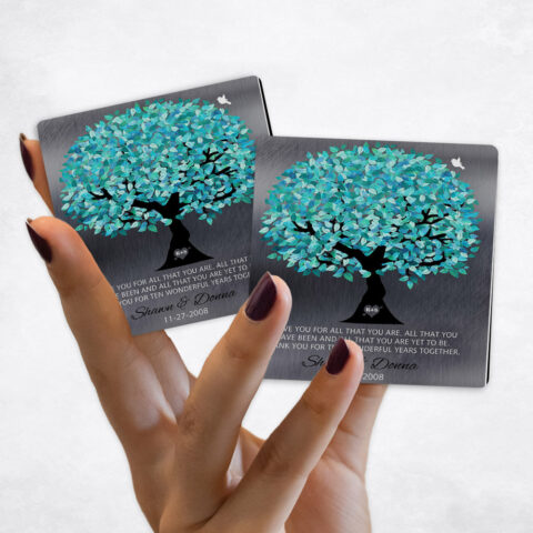 10th anniversary Turquoise Canopy Tree on Tin Magnet Set MAG-1265