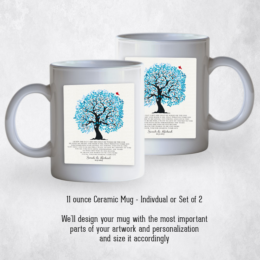 Closeup image of Blue Owl Tree  wedding Coffee Mug M-1266