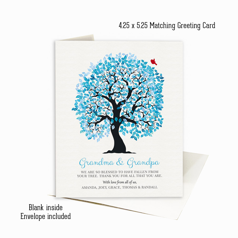 Picture of Blue Grandparent's Day Appreciation Owl Tree Poem family appreciation Stationery Card C-1268