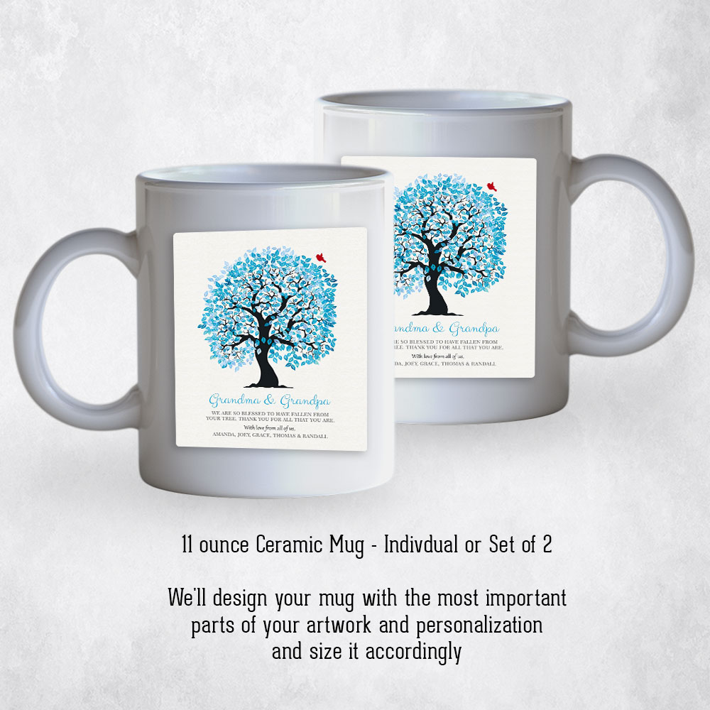 Closeup image of Blue Owl Tree  family appreciation Coffee Mug M-1268