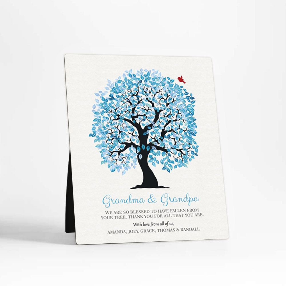 Single image of Blue Owl Tree family appreciation  Desktop Plaque