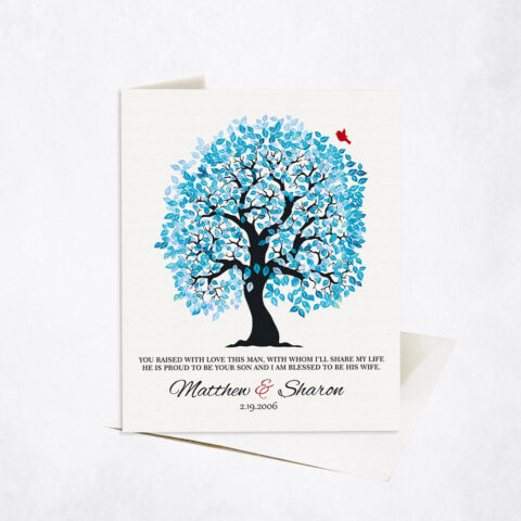 Blue Owl Tree Poem In-laws Appreciation from Bride wedding Stationery Card-1271