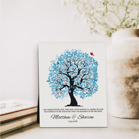 Blue Owl Tree wedding  Desktop Plaque Gift for mother of the groom D-1271