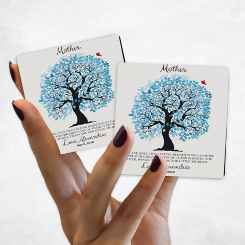 Mother’s Day Blue Owl Tree on Cotton Magnet Set MAG-1273