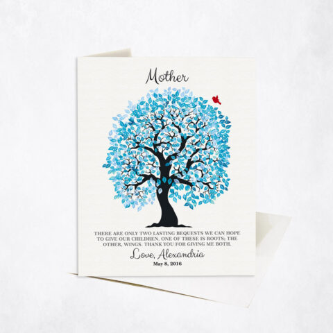 Blue Owl Mother Appreciation Tree Parenting Quote Mother’s Day Stationery Card-1273