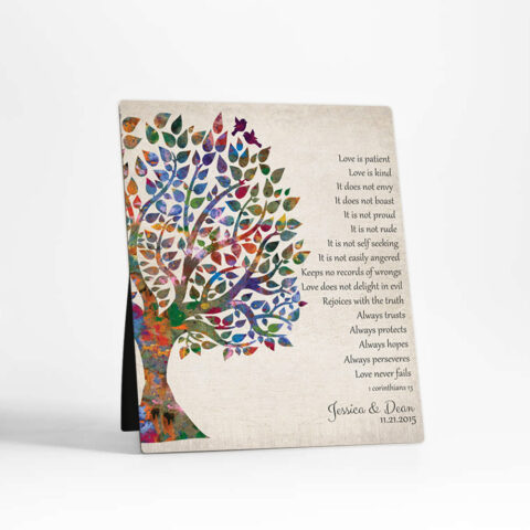 Watercolor Tree 10th anniversary  Desktop Plaque Gift for couple D-1274