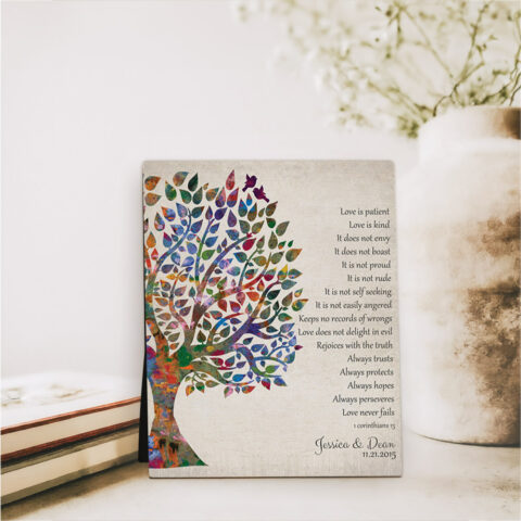 Watercolor Tree 10th anniversary  Desktop Plaque Gift for couple D-1274