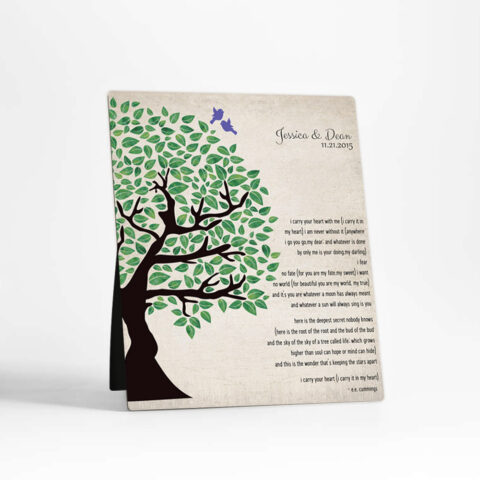 Green Olive Tree 10th anniversary  Desktop Plaque Gift for couple D-1277