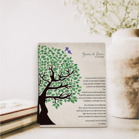 Green Olive Tree 10th anniversary  Desktop Plaque Gift for couple D-1277