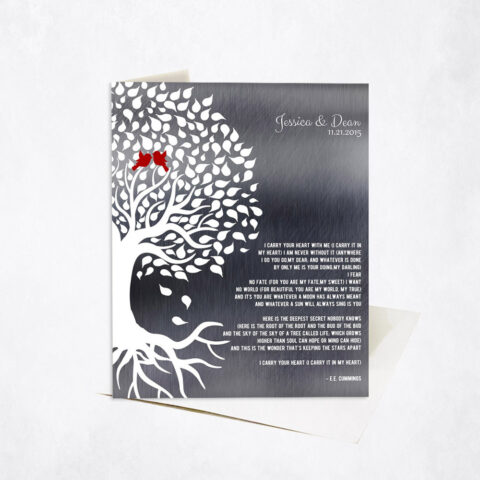 White Tree with Roots Love Poem 10th anniversary Stationery Card-1282