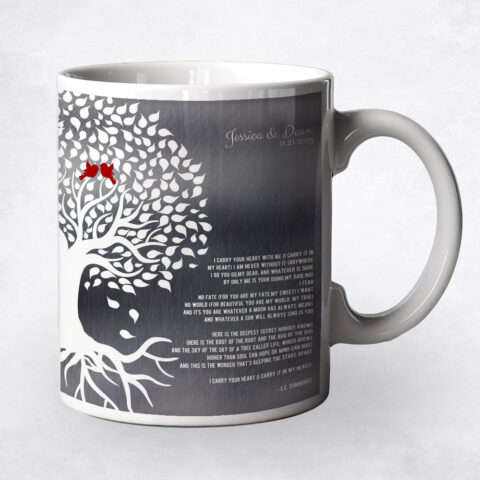 White Tree with Roots Tin 10th anniversary Coffee Mug M-1282