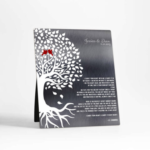 Rooted Tree 10th anniversary Tin Desktop Plaque Gift for couple D-1282