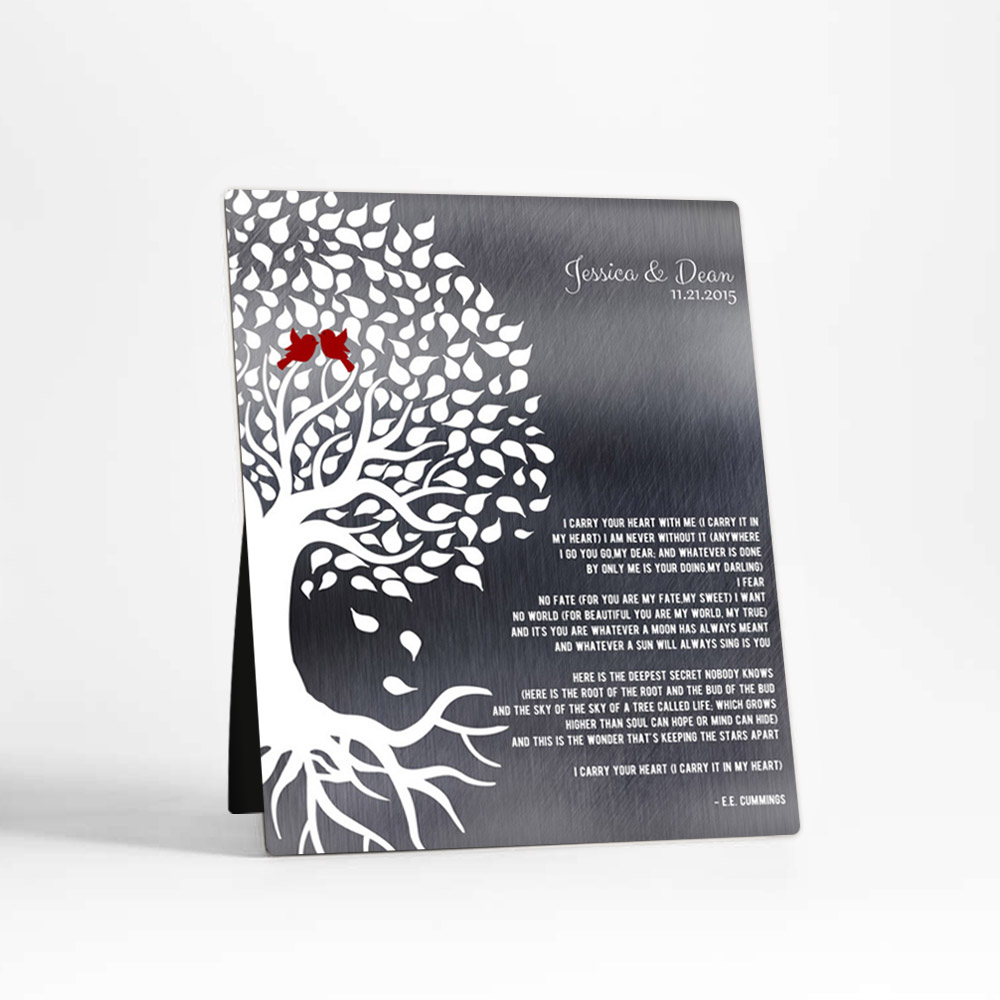 Single image of Rooted Tree 10th anniversary Tin Desktop Plaque