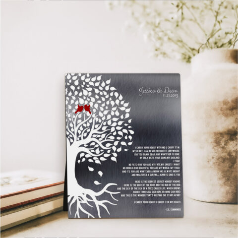 Rooted Tree 10th anniversary Tin Desktop Plaque Gift for couple D-1282