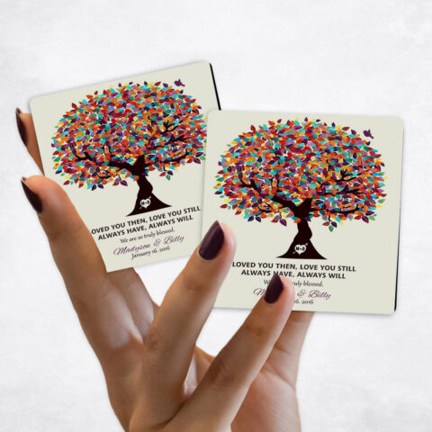 10th anniversary Colorful Spring Tree on Yellow Magnet Set MAG-1284