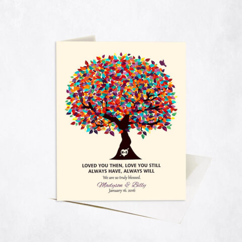 Colorful Marriage Appreciation Spring Tree Poem 10th anniversary Stationery Card-1284