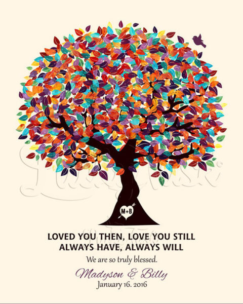 Loved You Then Love You Still Always Have Colorful Wedding Tree Personalized Tin 10 Year Anniversary #1284