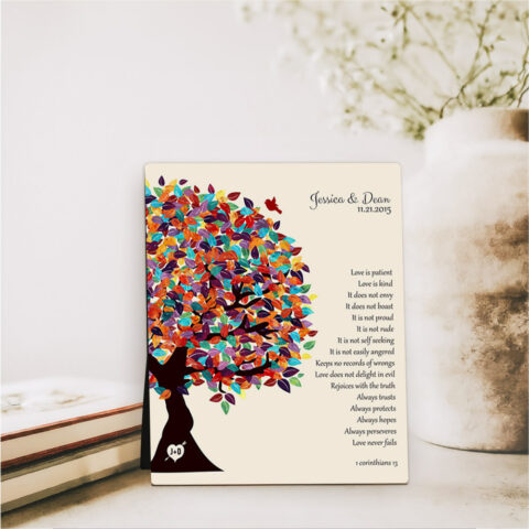 Bright Spring Tree 10th anniversary  Desktop Plaque Gift for couple D-1286